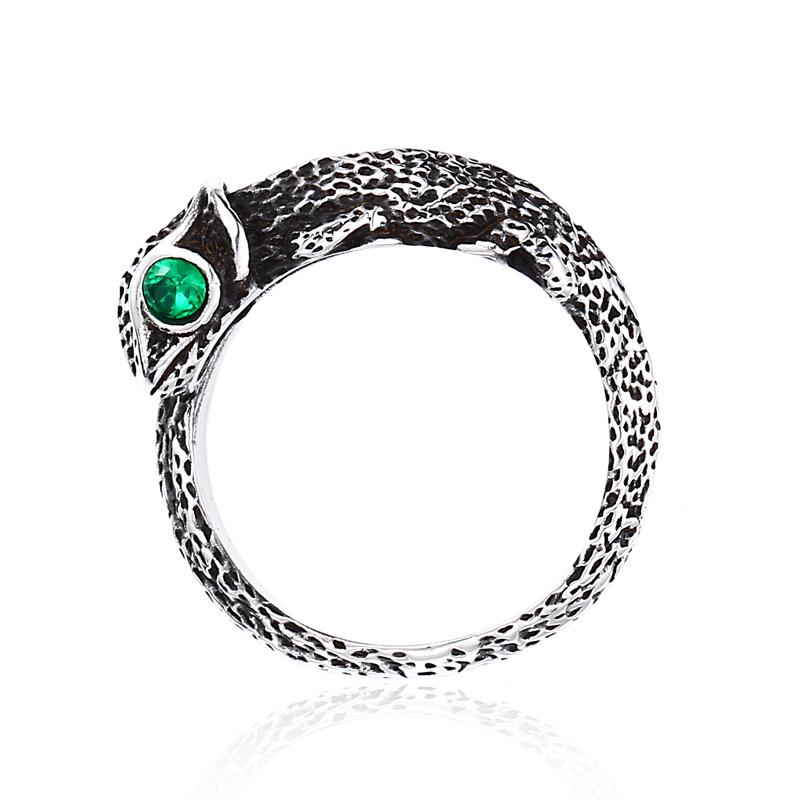 

BEIER 316L stainless steel Vintage Green stone Eye Lizard Men s Ring Classic Animal High Quality Jewellery LLBR8-700R 7
