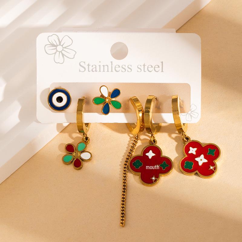 Stainless Steel Light Luxury Stud Earrings: Elegant Pastoral Style for Daily Wear