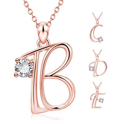 Necklace Pendant Letter Capital 26 Zirconia Cubic Jewelry Gold Rose Accessory