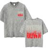 T-shirt Vintage Lavé System Of A Down Homme Rétro Rock Metal T-shirts Oversize Homme Décontracté Coton Haute Qualité