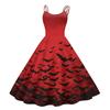 Women's Halloween Retro Print Off Shoulder Flared Midi Dress - Sexy Flared Skirt for Parties