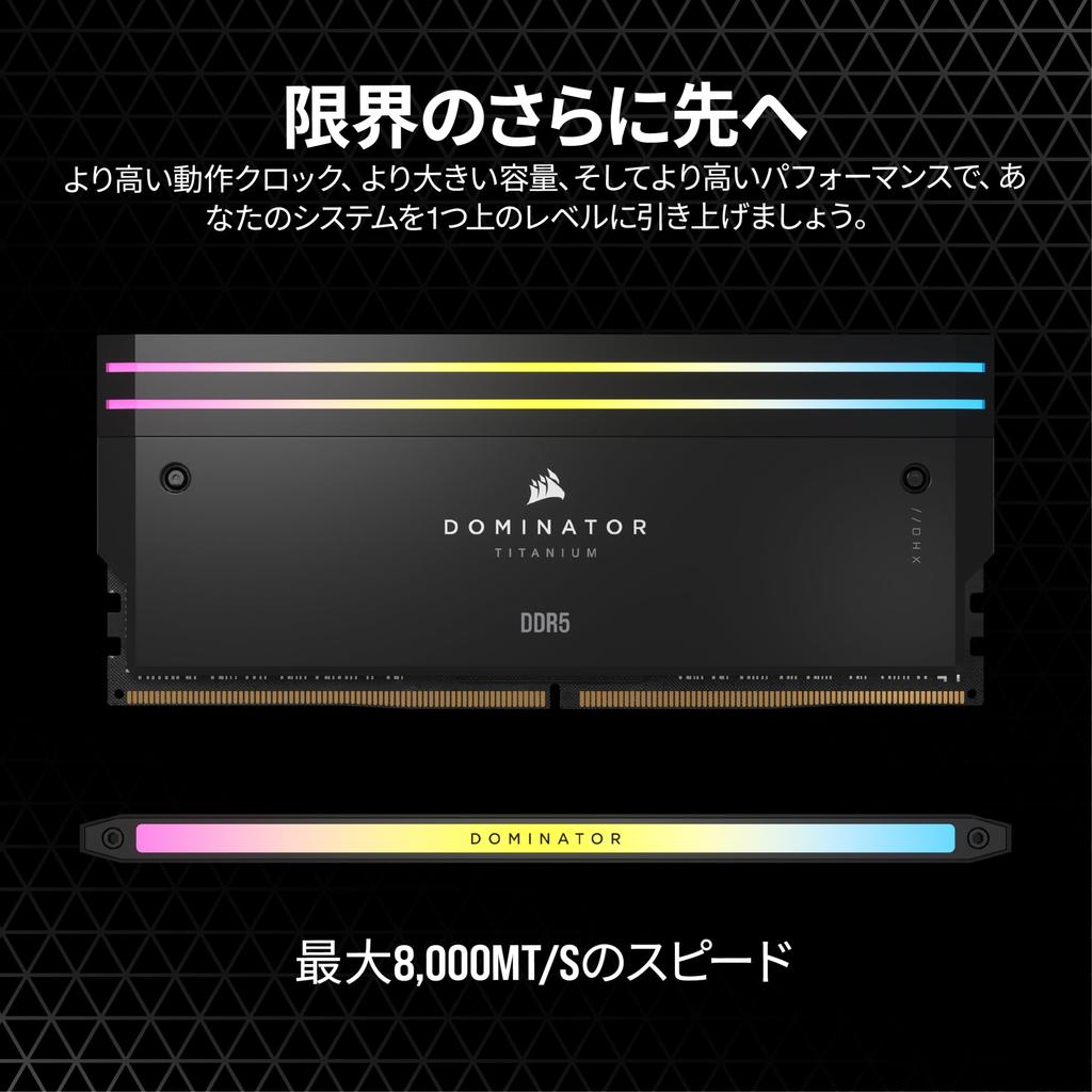 CORSAIR Desktop PC DOMINATOR TITANIUM DDR5 Series Intel XMP Memory 32GB Black x 16GB CMP32GX5M2X7200C34 DDR5-7200MHz Memory, (PC5-57600), Kit, (2