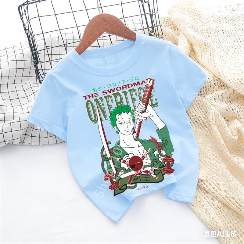 Cartoon Anime One Pieces Tshirt Kids Clothes Boys Absorb Sweat Breathable TShirt Children Girls Tees Summer Teen Clothes