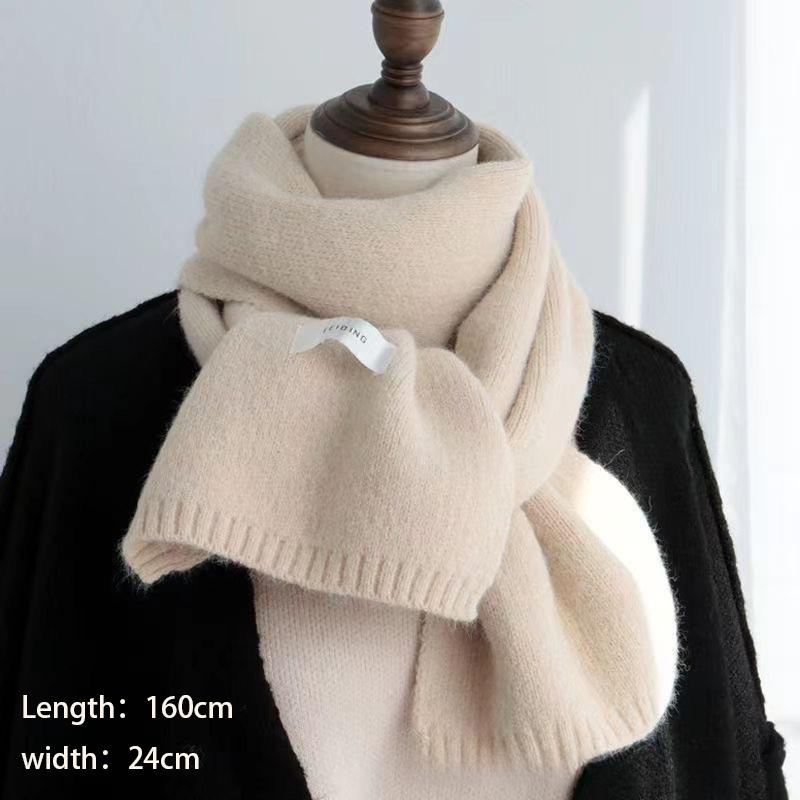 2025 Autumn And Winter New Korean Version Ing Style Solid Color Scarf Student Warm Knitted Versatile Couple Mountaineering Scarf