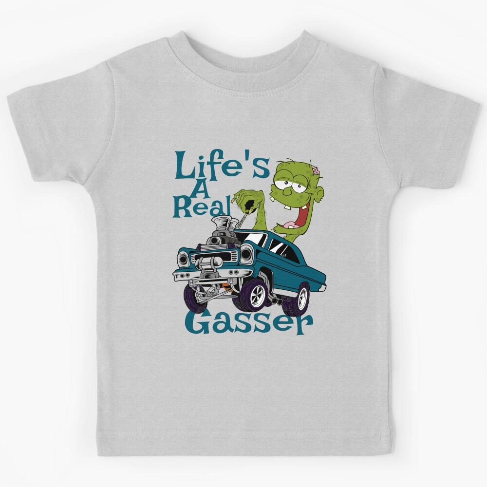 Hot Rod Gasser Cartoon Outlaw Drag Racing Blown Street Car Kids T-Shirt 160