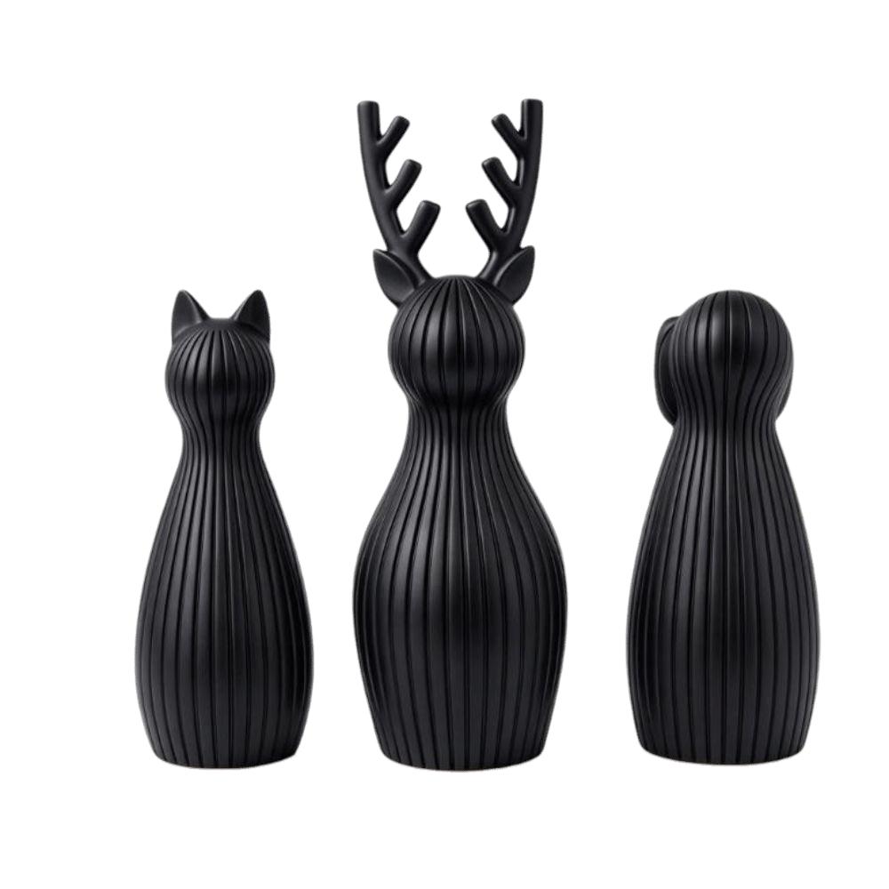 3D Printed Cat Statue Stripe Texture Pray Girl Sculpture Minimalist Tabletop Ornaments Home