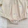 Bestickter Kragen Baby Mädchen Strampler im koreanischen Stil - Frühling/Herbst Mode Langarm Jumpsuit
