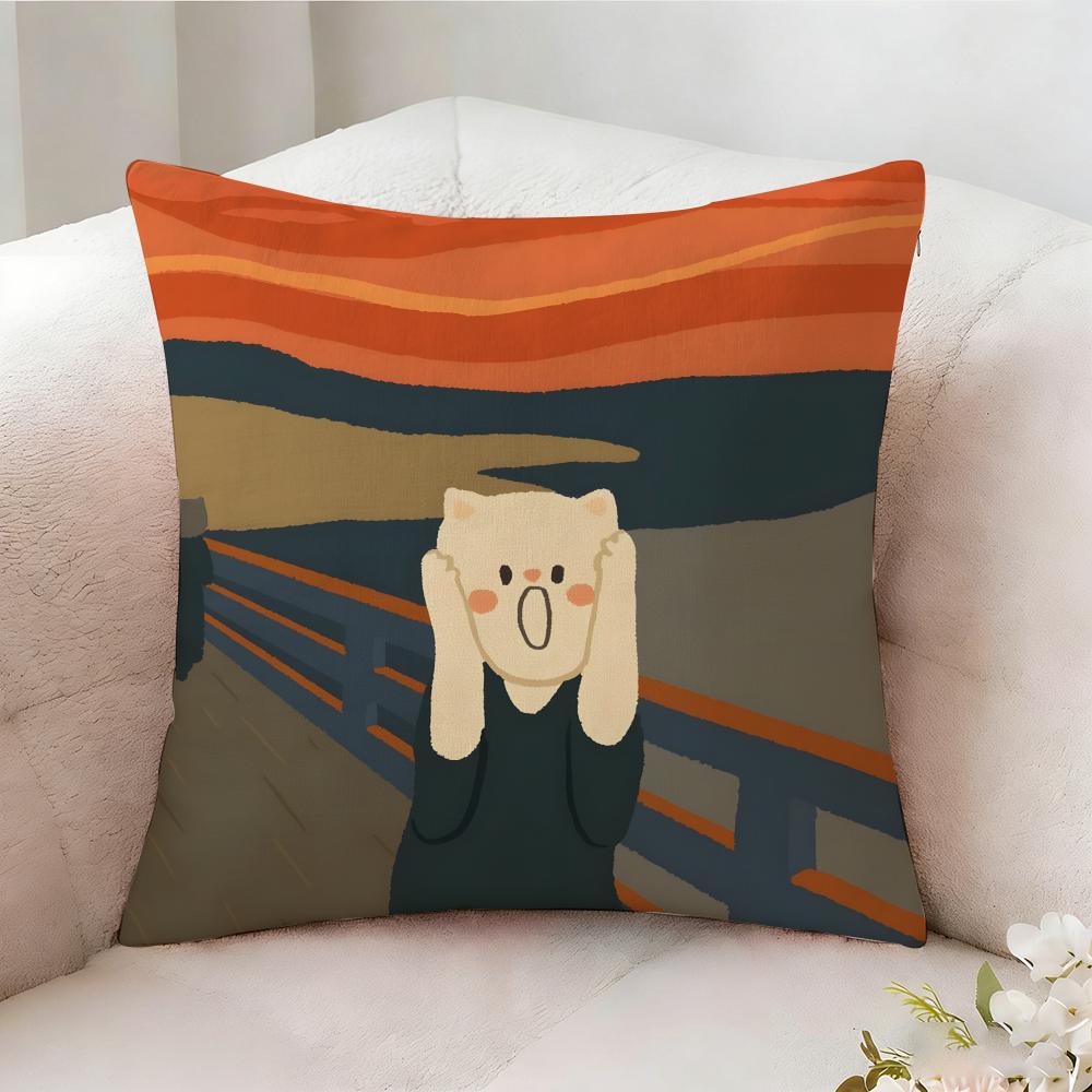 Oil Painting Of A Quirky Fun Rabbit Pillow Case Pillowcase Doublesided Printed Sofa Cushion Bedroom Headboard Pillow