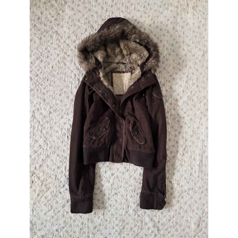 Y2K Vintage Cargo Jacket Women Fuzzy
