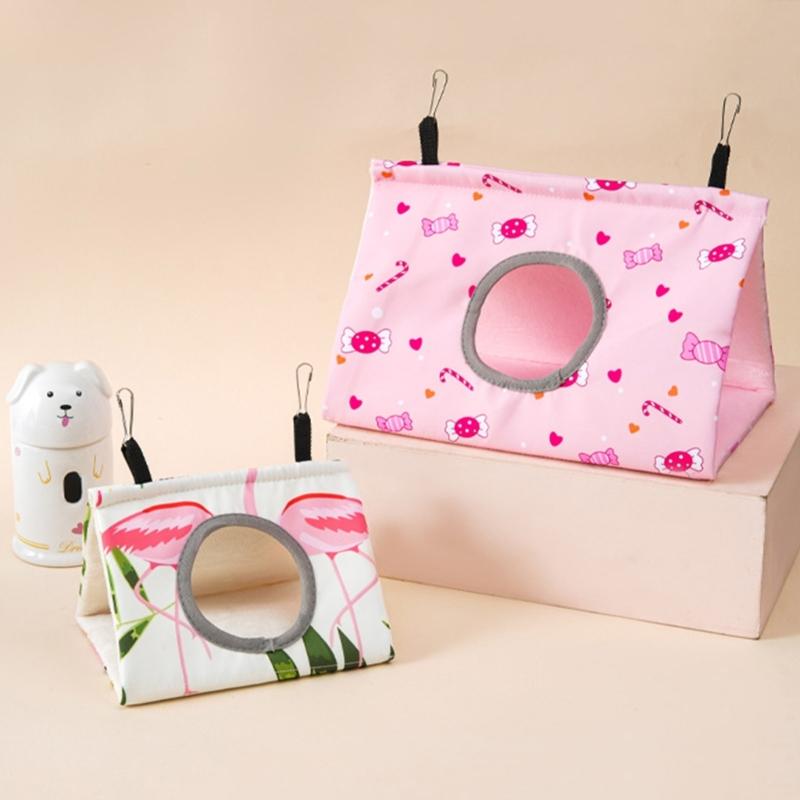 Winter Warm Birds Nest House Parrot Hanging Hammock Plush Bed Parakeets Cage