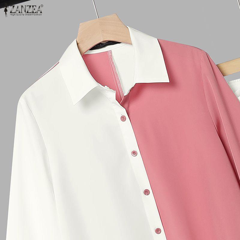 ZANZEA Women Long Sleeve Blouse and Long Pants Casual Two Piece Suit Sets