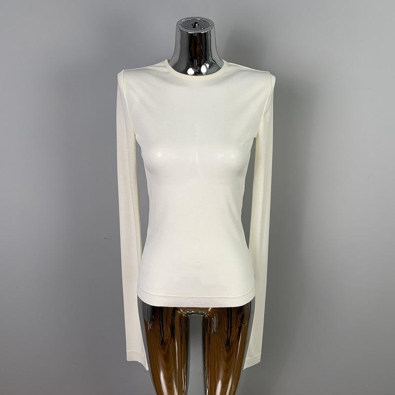 

Женская сексуальная одежда Мягкая и слегка соблазнительная облегающая рубашка с круглым вырезом Модная футболка Топ XXL