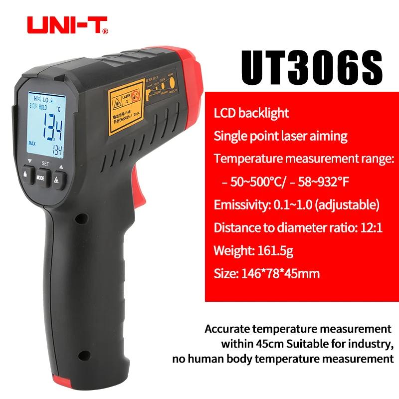 

UNI-T UT306S UT306C Digital Thermometer Non Contact Household Industrial Infrared Laser Temperature Tester Meter Gun -50℃-500℃ -50~550