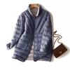 Autumn and winter glue loose and thin medium and long stand-up collar double-sided wear white duck down jacket warm winter clothing