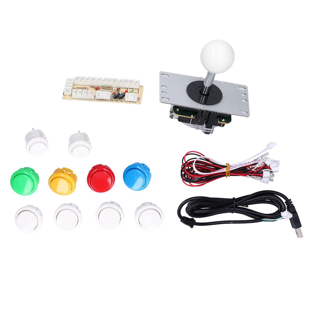 DIY Games Console Kit Single Electroplating Rocker LED Buttons Set for Arcade Games ConsoleSingle Set White