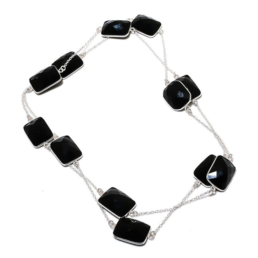 

Ожерелье из серебра 925 пробы с натуральным черным камнем шпинелью 36 дюймов t2s77