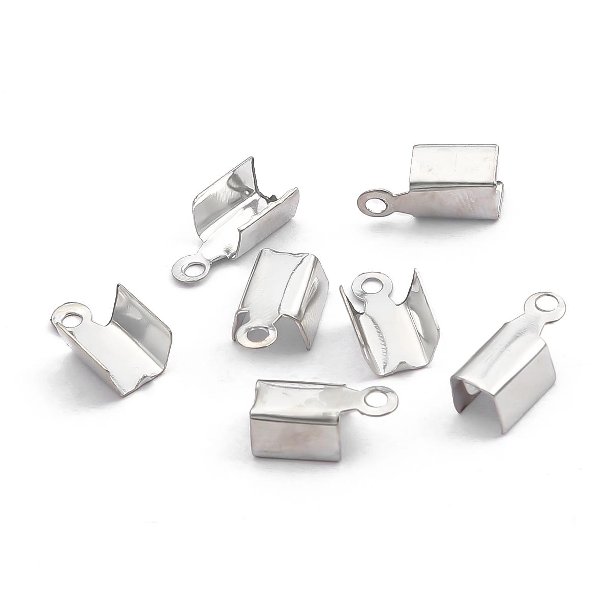 

200 шт., зажимы с железным концом, крепежные ленты, обжимная пряжка, ювелирные изделия, аксессуары «сделай сам» 3x6mm роман серебряный