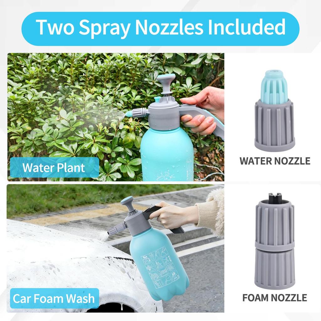 Foaming Pump Blaster 68oz, Car Wash Foam Cannon, Hand Pump Foam Sprayer with Two Adjustable Nozzles, Ideal for Car Wash, Home Cleaning