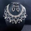 New Fashionable European and American Exaggerated Handmade Rhinestone Colored Crystal Necklace Earring Set Bridal Dress Jewelry