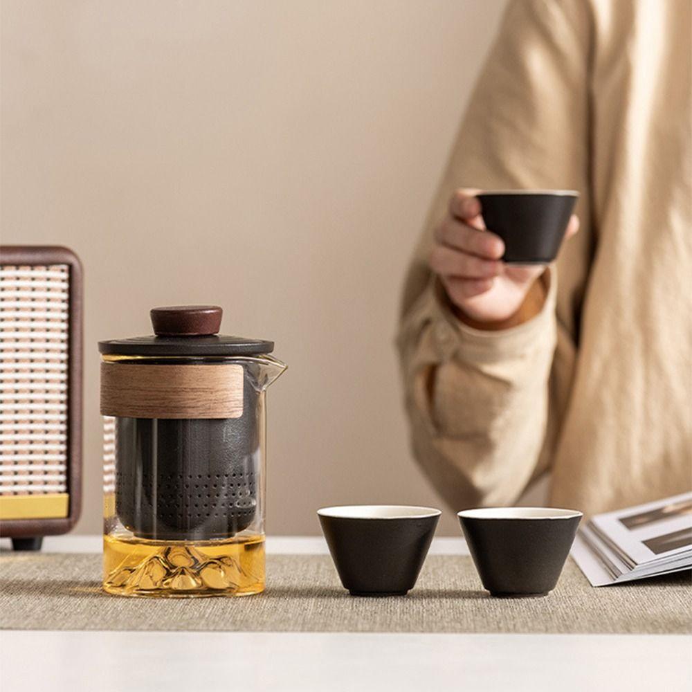 with tea strainer Travel Ceramic Teapots Chinese Style Mini Tea Cup Set  Teas Brewing Utensils