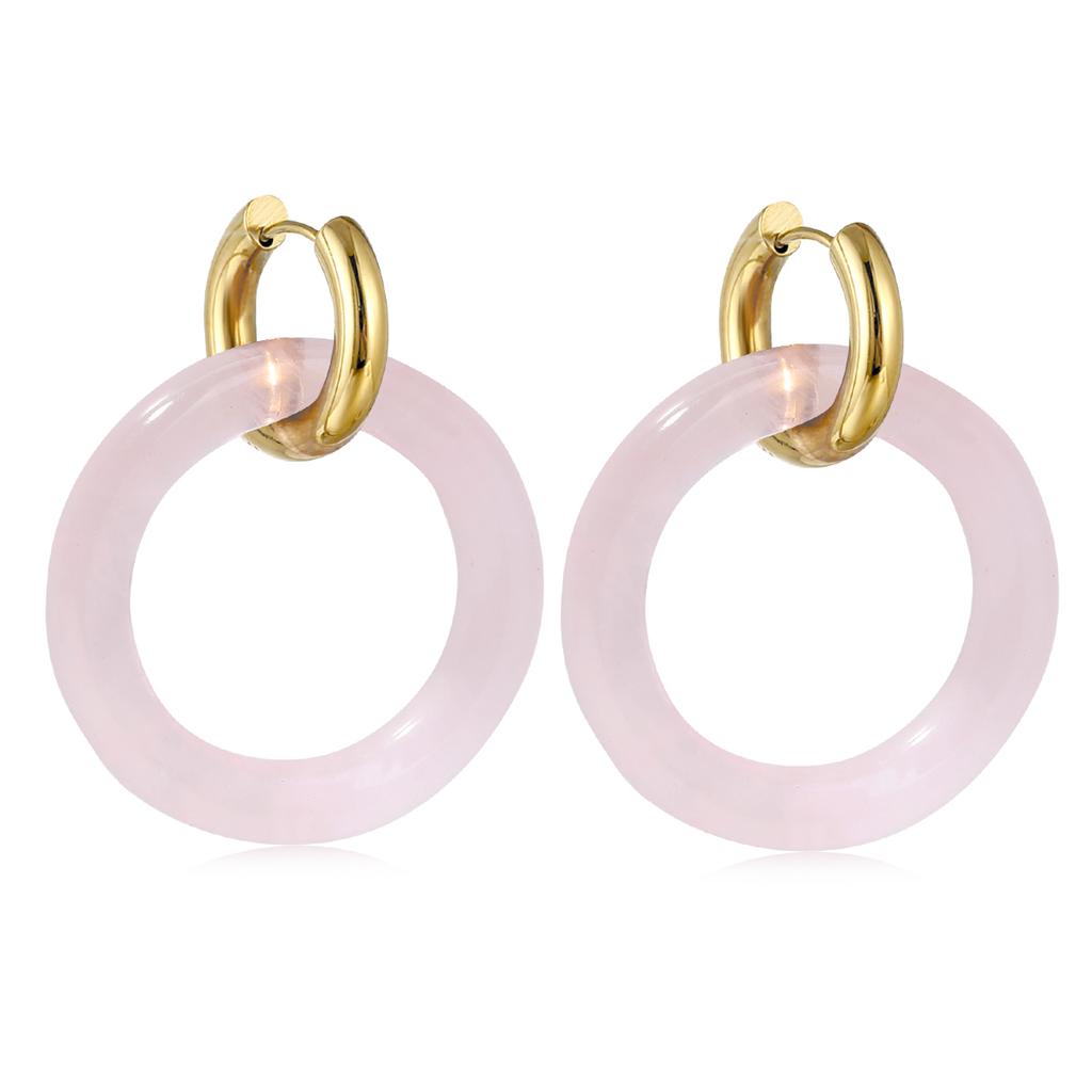 Natural Gemstone Woman Earrings Oversized Hoop Stainless Steel Earrings Wedding Party Jewelry Gifts Women's Fine Jewelry
