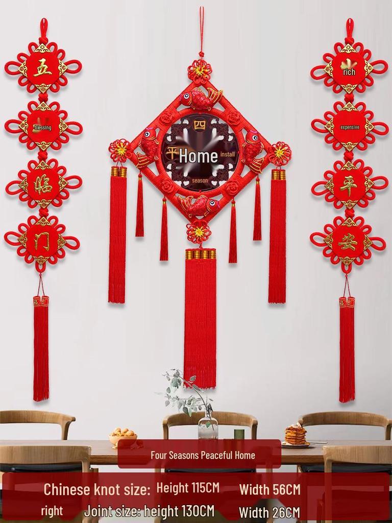 Großer Pfirsichholz Fu-Zeichen Anhänger für das Wohnzimmer: Chinesische Knoten-Dekoration für Wand oder Tür