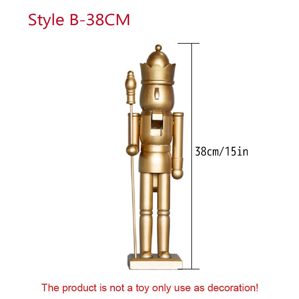 25cm/38cm Christmas Nutcracker Wooden Soldier Golden King Drummer Creative Craft Festival Gift Desktop Ornament Home Decoration