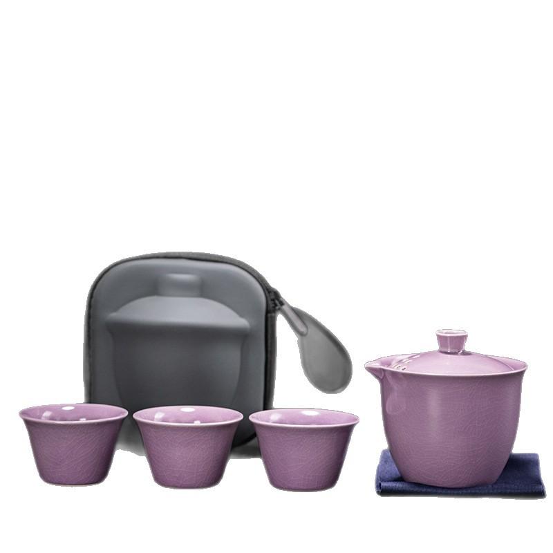 

Purple Ru Kiln Opening Kuaike Cup, Ceramic Travel Kung Fu Tea Set, Portable Event Gifts, Souvenirs