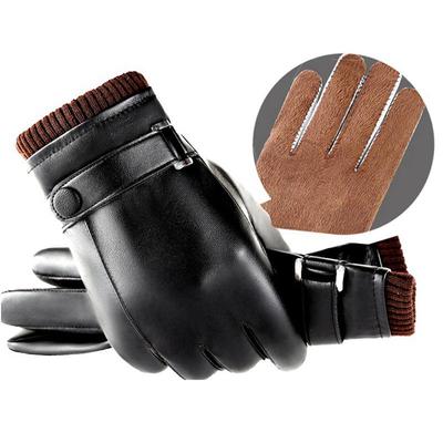 Gants en Cuir Imperméables à Écran Tactile pour Hommes - Lavables, Chauds, en Cuir PU, Doublure en Velours, Idéaux pour la Conduite, l'Équitation et le Cyclisme en Automne/Hiver.