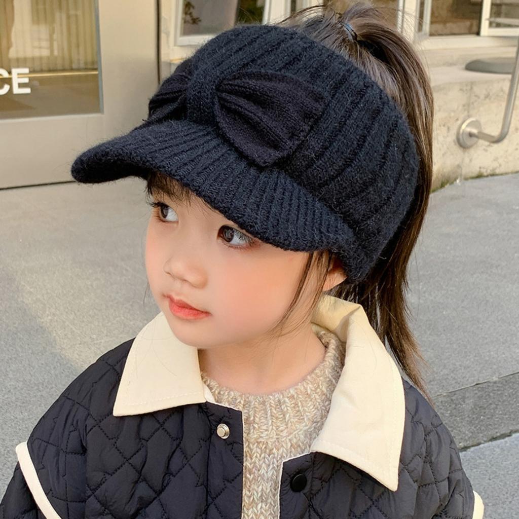 Girls' Empty Top Sun Hat, Boys' Baby Sun Protection, Spring and Autumn Winter Ear Protection, Duckbill Cap, Baseball Cap, Knitted Yarn Cap