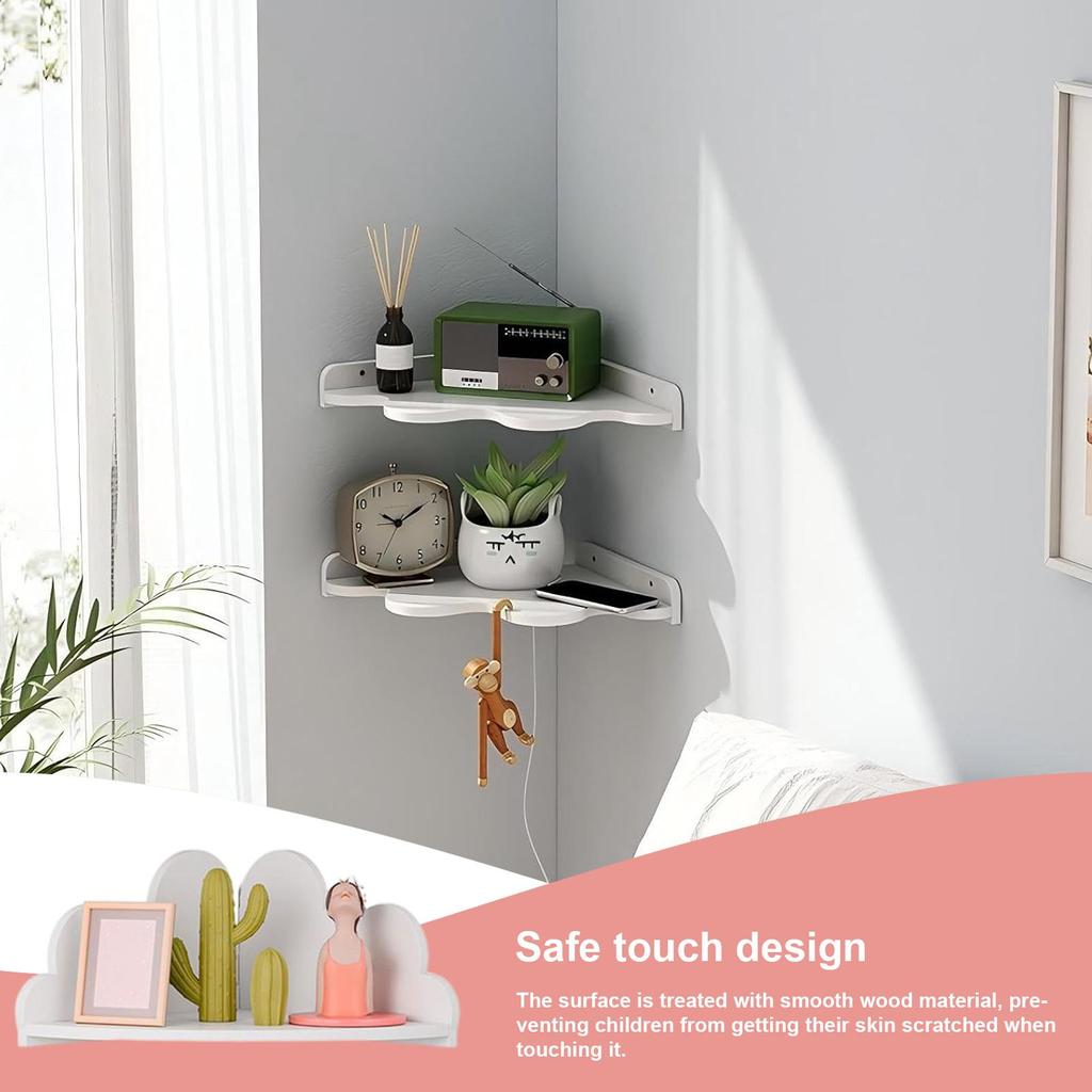 Corner Shelving 3 Pieces Cloud Wall Bookshelf Home Decor Modern Decor Corner Shelf Display Rack for Home Decor Books Toys