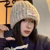 Korean Style Bow Patch Warm Knitted Woolen Hat for Women In Autumn and Winter Cold Hat Showing Face Small Big Head Circumference Hat