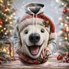 Women's Christmas Hoodie 3D Cute Penguin Santa Hat Print Casual Sweatshirt Kangaroo Pocket Long Sleeve Xmas Holiday Pullover Tops