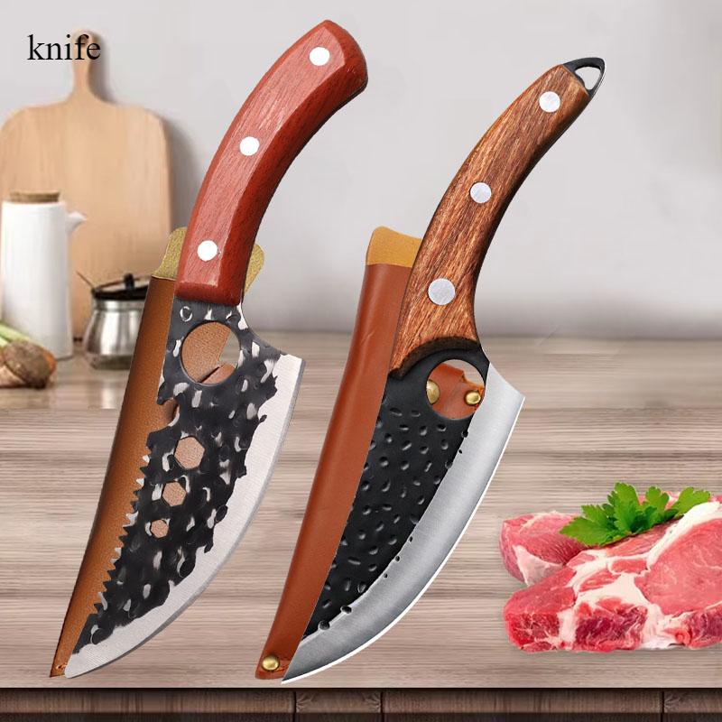 

Острый кухонный нож для обвалки мяса, ручной работы, нож для мяса из нержавеющей стали, универсальный нож для фруктов, мясной тесак, овощной нож для удобства на кухне 2* knife + 2*knife cover