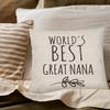 Great Nana Gifts Pillow Covers 18x18, Best GG Gift for Mother's Day Birthday, World's Best Great Nana Decorative Throw Pillow Cover for Home Bedroom