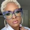 Oversized Women's Glasses Frame  Fashion Blue Purple Computer Eyeglasses Men Retro Square Frames Transparent Lens Eyewear