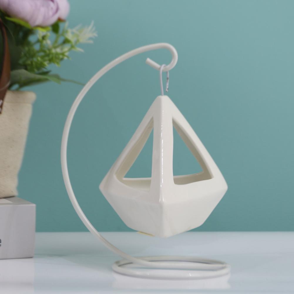White Rectangular Ceramic Succulent Air Plants Pearls Holder Container Flower Pots For Desk Home Decoration