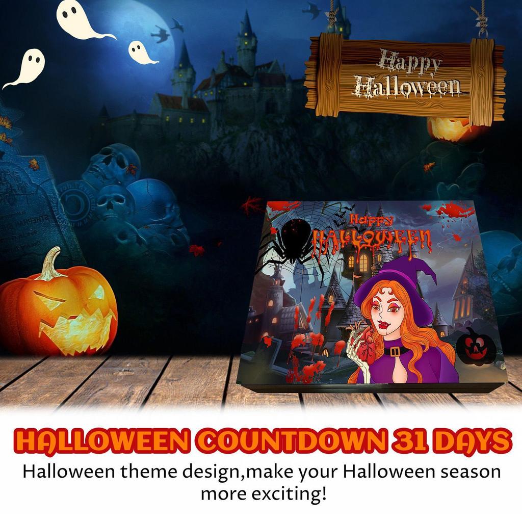 Halloweens Countdown Calendar Advent Halloweens Calendar Advent 2025 Horror Collectible Figures Doll Toys For Kids Women Kitchen