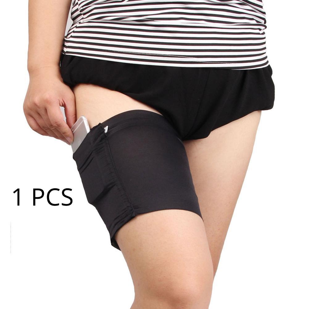 1pcs Sexy Women Thigh Bands High Stretch Leg Warmers Invisible Mobile Phone Bag Pockets Non-Slip Anti-Friction Thigh Band