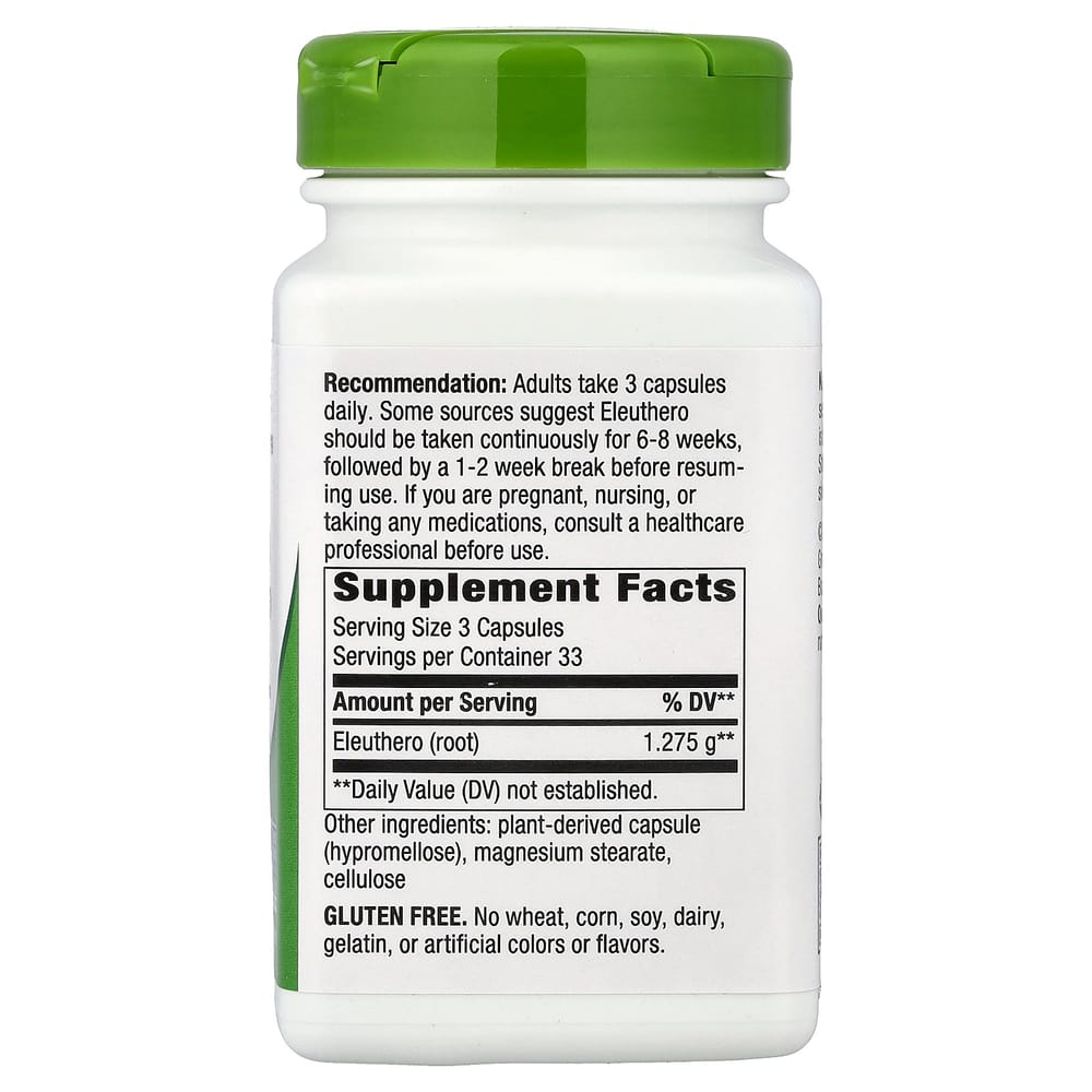 Nature's Way Siberian Eleuthero Root 1275mg Veggie Capsules, 100 Count