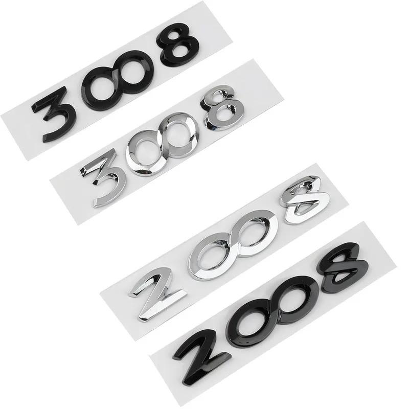 2026 Het Bilklistermärke För Peugeot 2008 3008 4008 5008 3D ABS Silver Svart Logotyp 2008 3008 4008 5008 Emblem Bilmärke Baklucka Dekal S