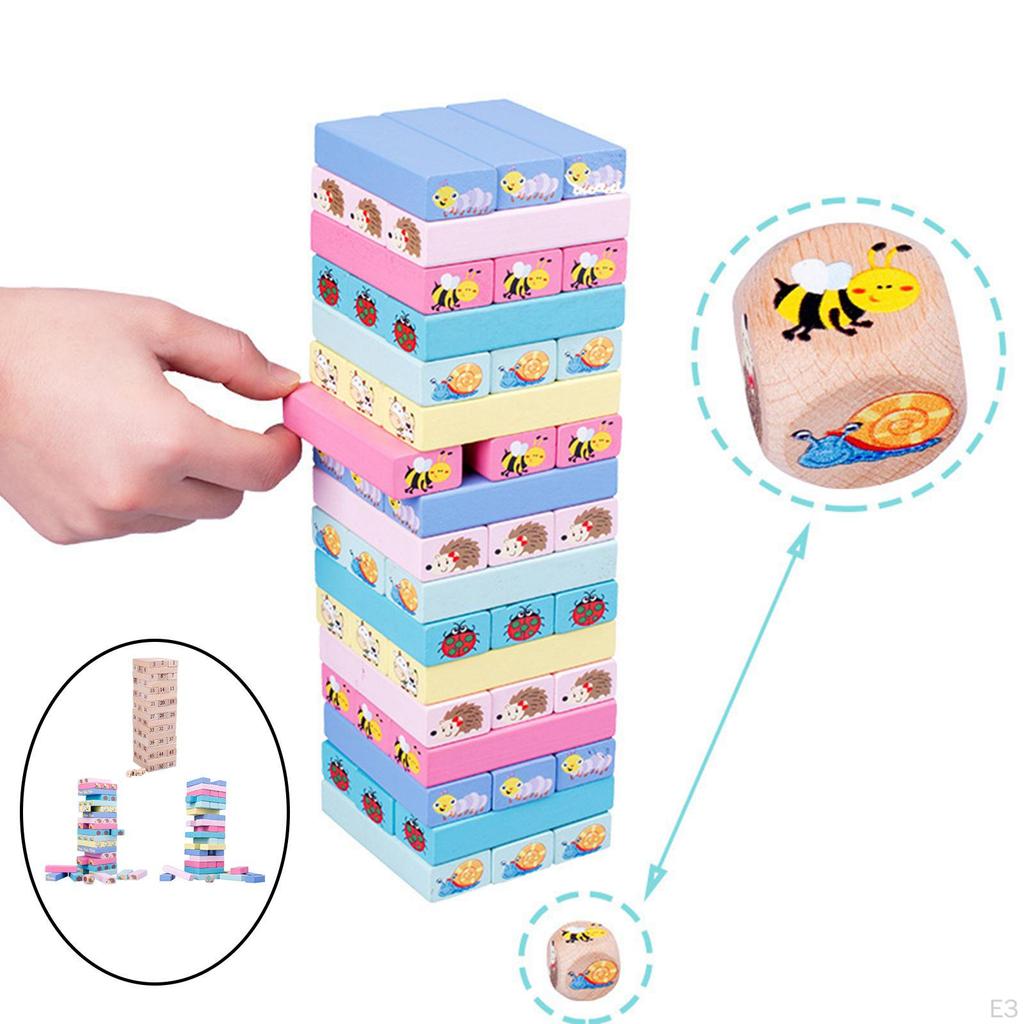 Cartoon Stapelsteine Umfallender Gehirnjogger Multifunktional Kleinkinder Vorschule Brettspiel Farbe