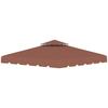 Replacement Roof for Gazebo 3x3 M Replacement Cover with Double Roof and 8 Drainage Holes Coffee