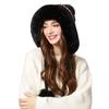Knitted Hat Rainbow Color-Matching Plush Collar Thick Wool Hat Women's Three Hair Ball Warm Hat