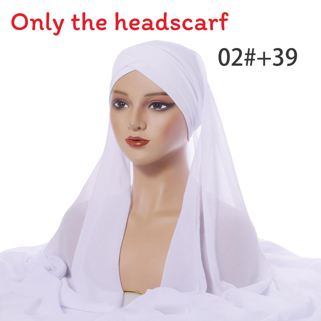 

Soft Polyester Crossover Headscarf Set With Solid Color Design For Daily Use And Travel білий
