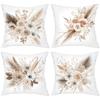 Beige Floral Patterned Cushions for Home Decor Polyester Pillowcase, Sofa Decorative Cushion Cov Headboard Pillow