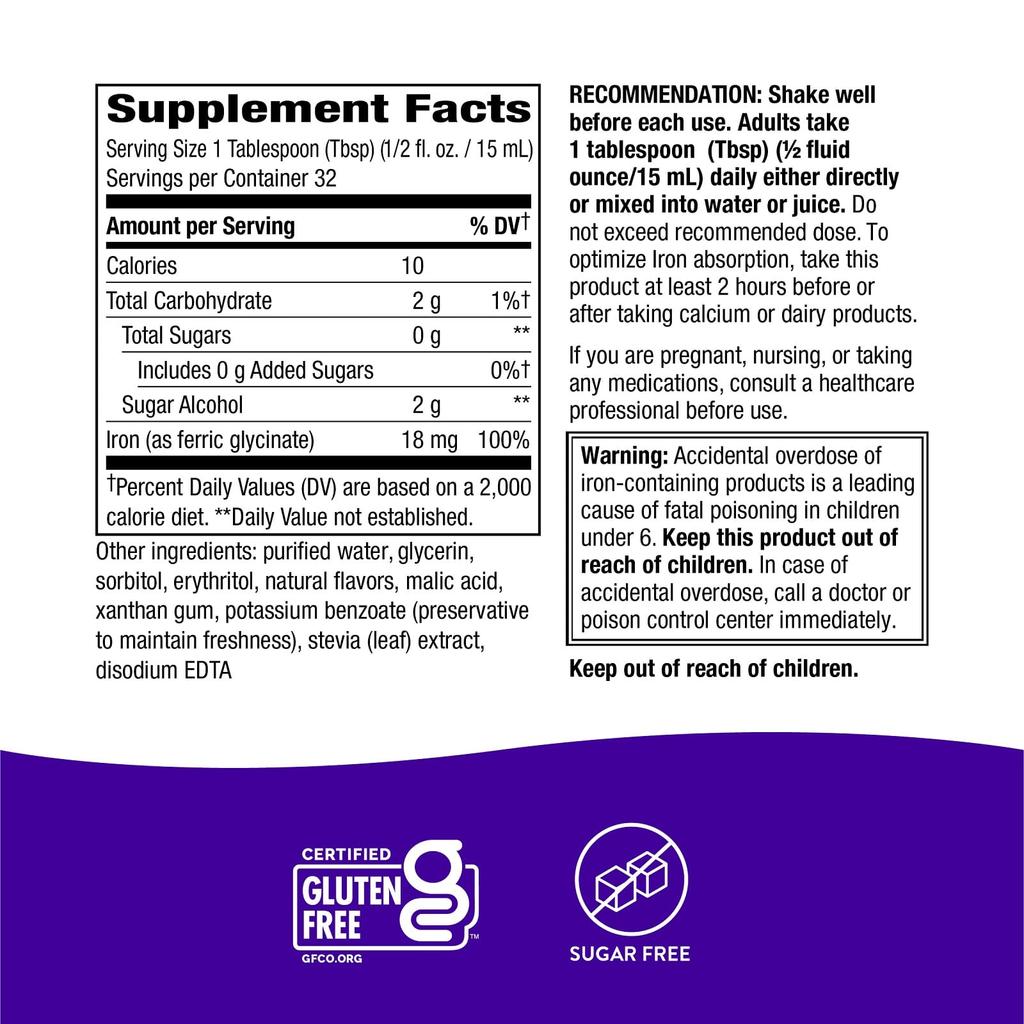 Nature's Way Liquid Iron, Berry, 16 Fl Oz (480 Ml)