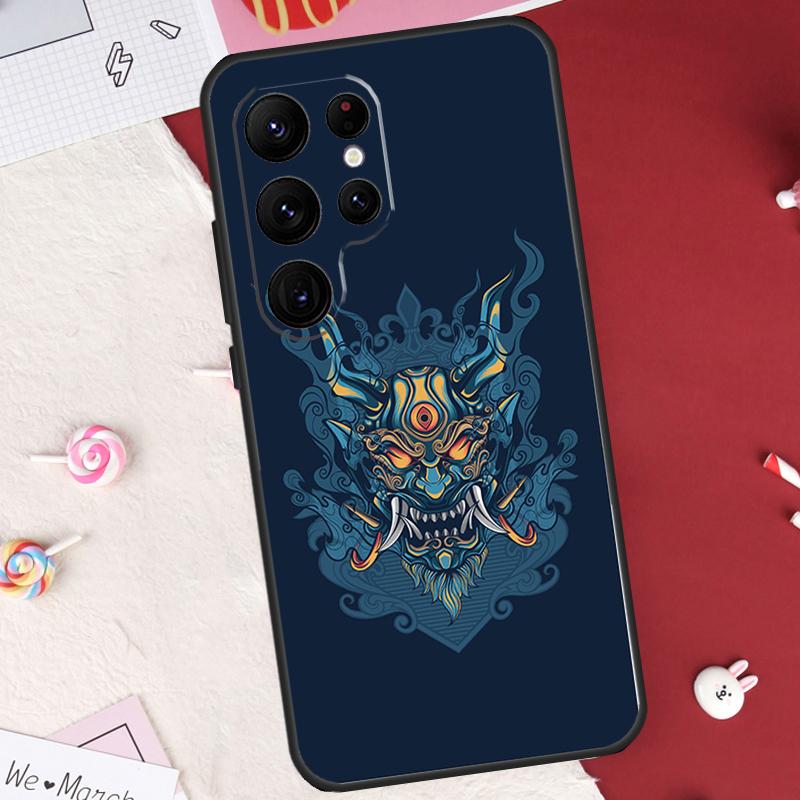 Samurai Oni Mask Case For Samsung Galaxy S26 Ultra S23 S22 S21 S20 S24 S25 Ultra S10 Plus S25 FE Cover Shell