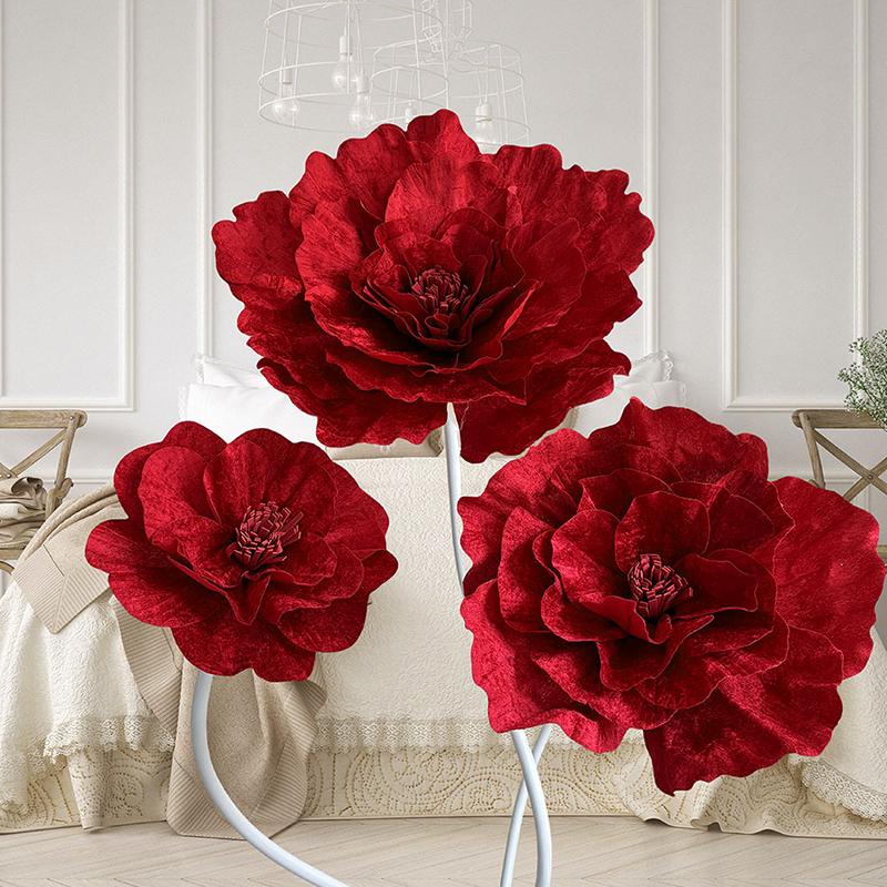 Handmade Photography Props Ornament Artificial Flower DIY Solid Color Party Velvet Material Beautiful Home Decoration