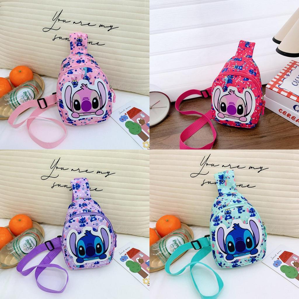 Childrens Cartoon Stitch Style Mini Chest Bag With Polyester Material For Kids Daily Use